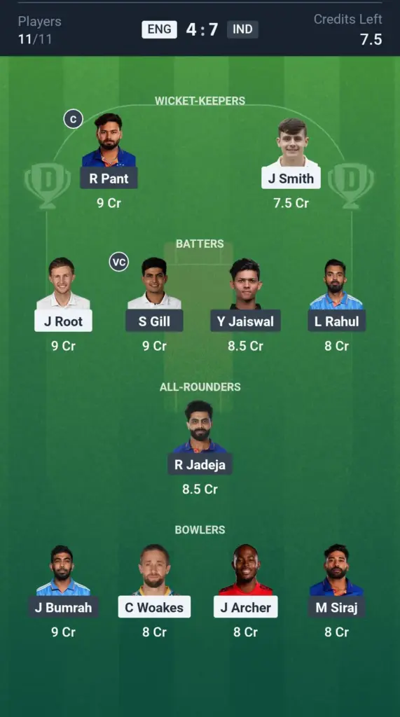 ENG vs IND Small League Team