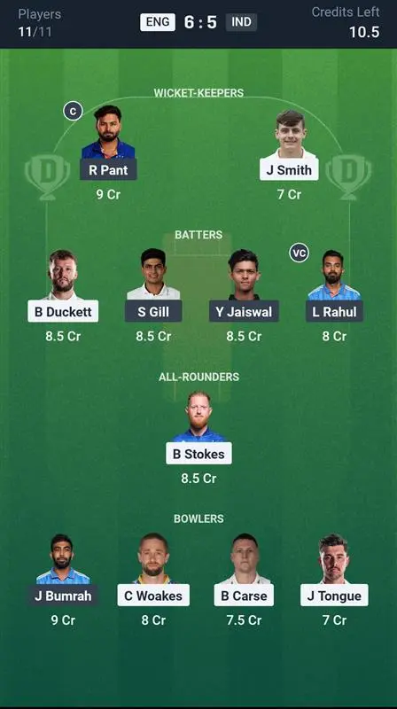 ENG vs IND Small League Team