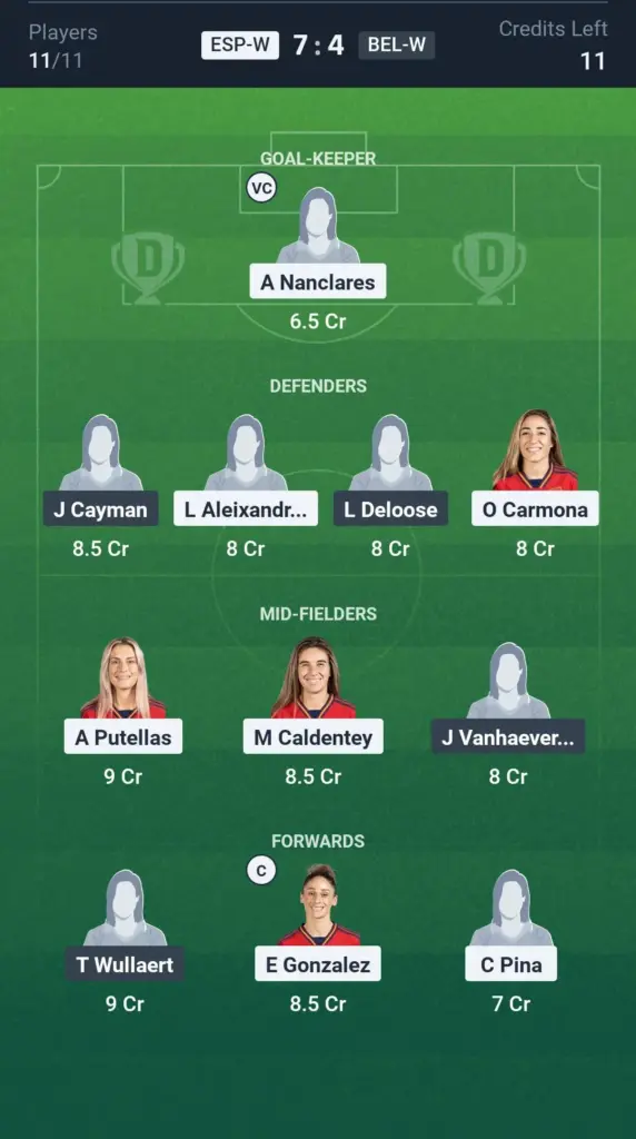 ESP-W vs BEL-W Small League Team