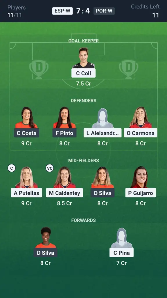 ESP-W vs POR-W Grand League Team