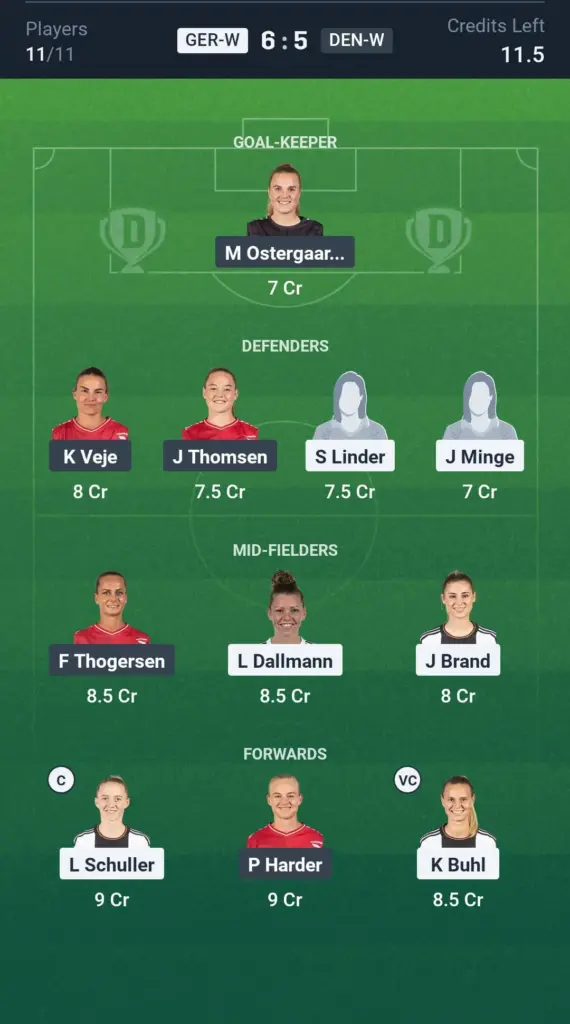 GER-W vs DEN-W Grand League Team