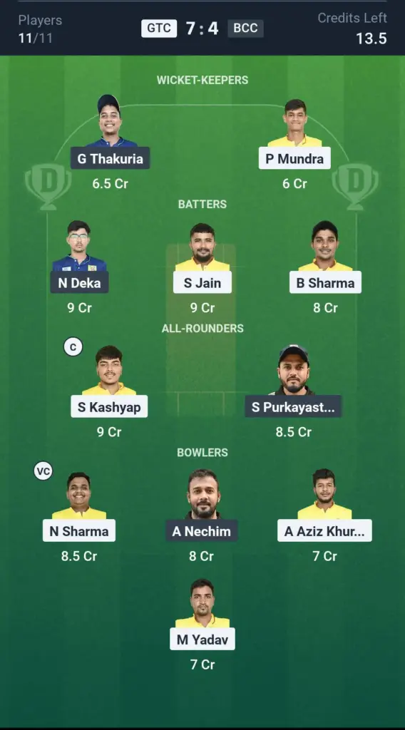 GTC vs BCC Grand League Team