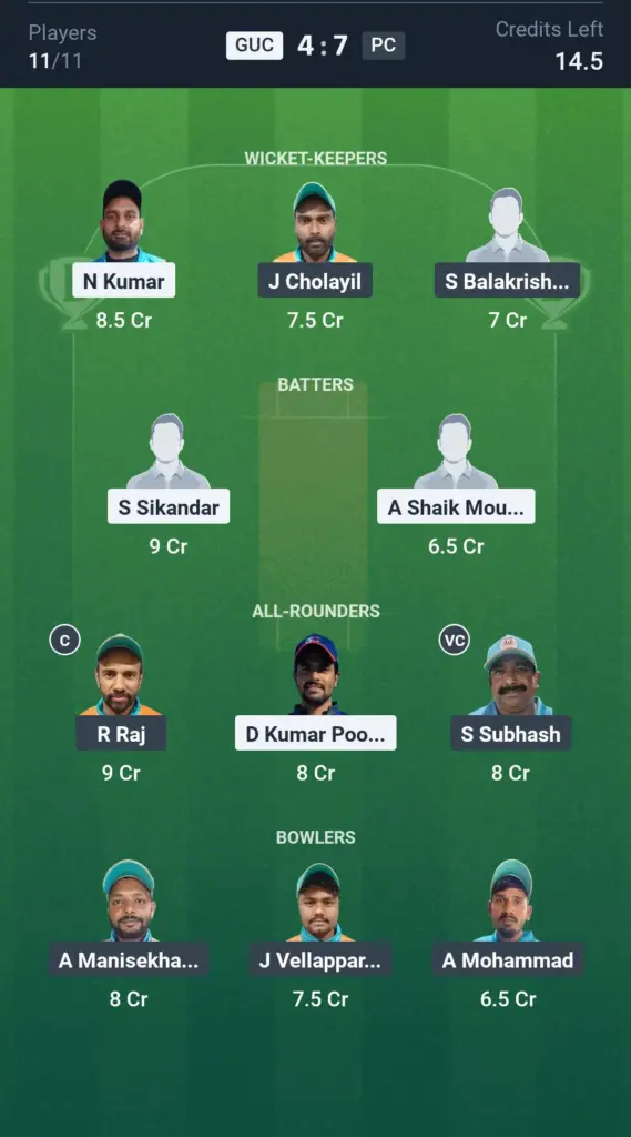 GUC vs PC Grand League Team