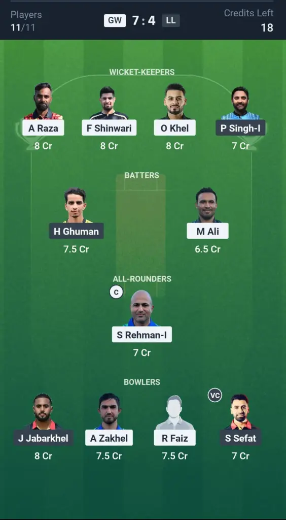 GW vs LL Grand League Team