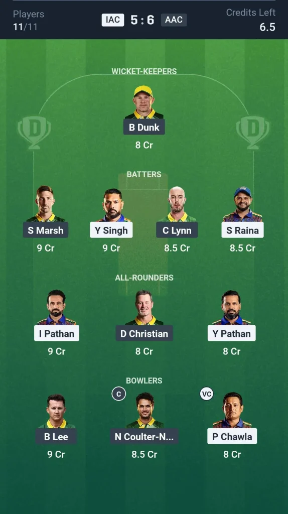 IAC vs AAC Grand League Team