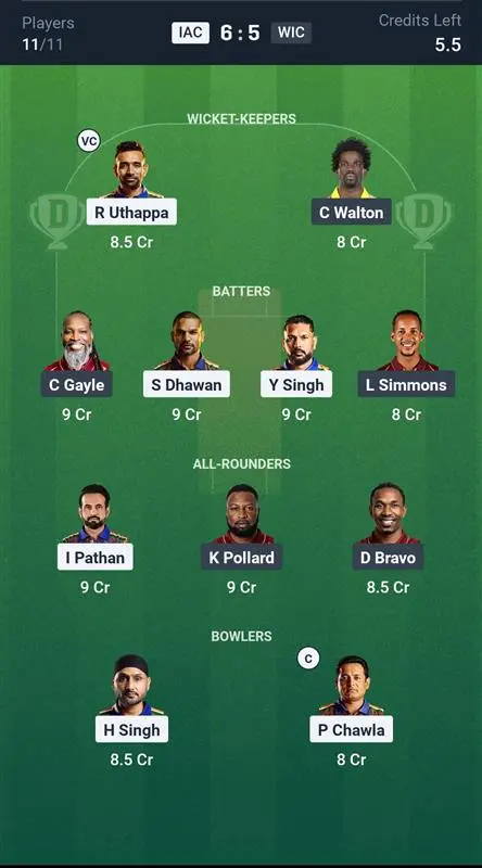 IAC vs WIC Grand League Team