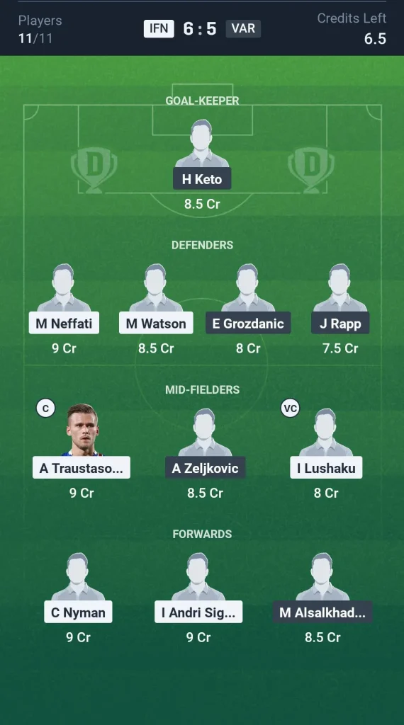 IFN vs VAR Grand League Team