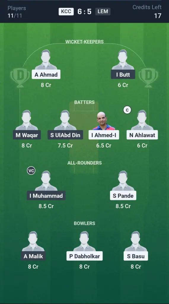 KCC vs LEM Grand League Team