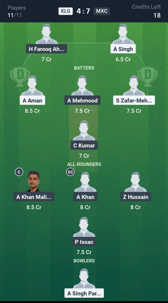 KLG vs MXC Grand League Team