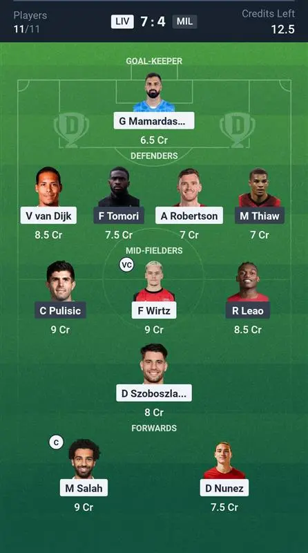 LIV vs MIL Small League Team