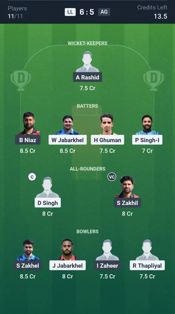 LL vs AG Grand League Team