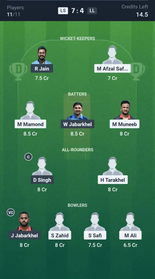 LS vs LL Grand League Team: