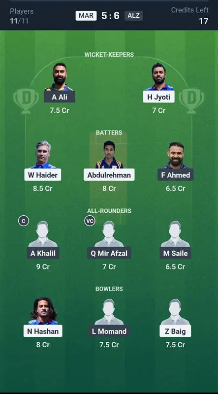 MAR vs ALZ Small League Team