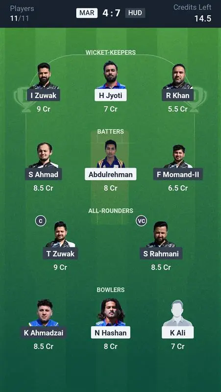 MAR vs HUD Grand League Team