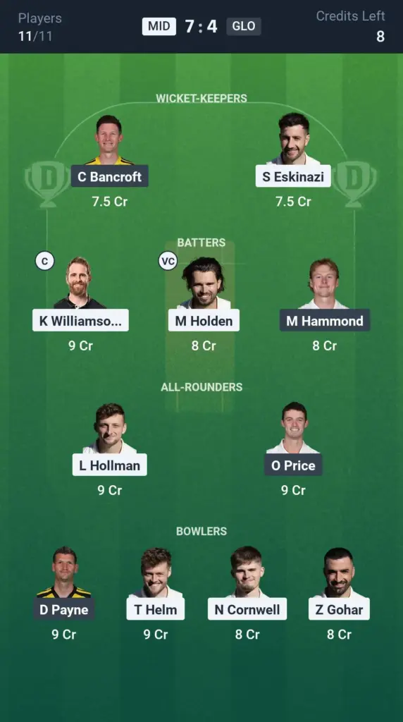MID vs GLO Grand League Team