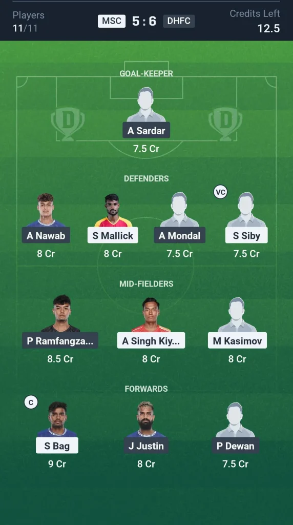 MSC vs DHFC Grand League Team