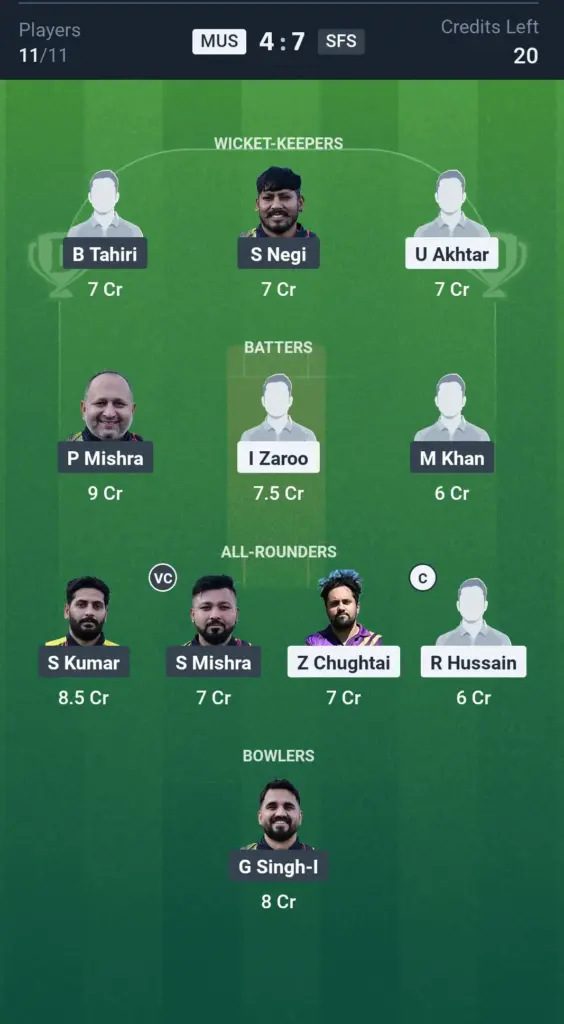 MUS vs SFS Grand League Team