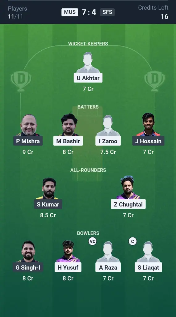 MUS vs SFS Grand League Team