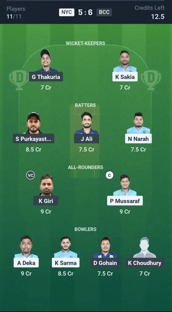 NYC vs BCC Grand League Team