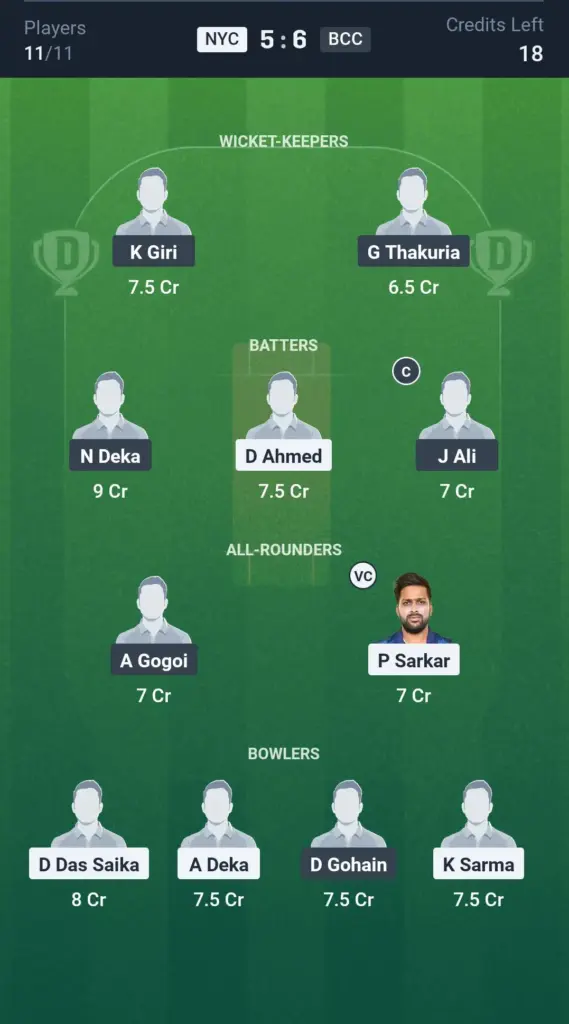 NYC vs BCC Grand League Team