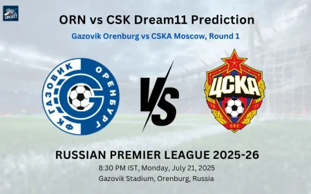 ORN vs CSK Dream11 Prediction: Today???s Round 1 Match, Fantasy Football Tips, Captain Choices, Playing XI & Injury Updates – Russian Premier League 2025-26 ORN vs CSK Dream11 Prediction