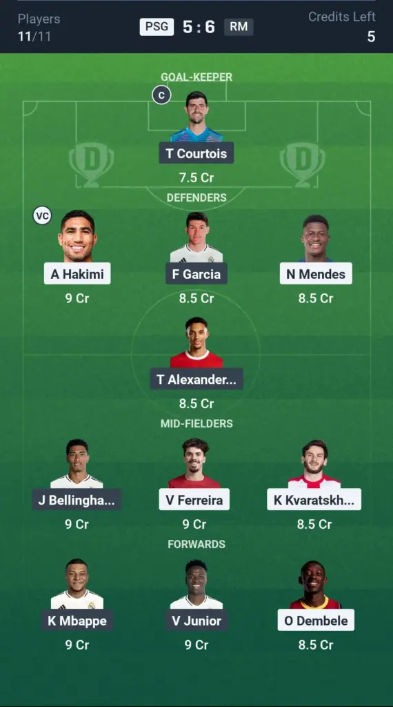 PSG vs RM Grand League Team