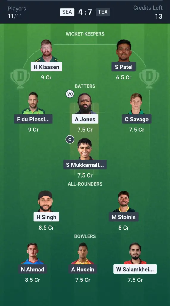 SEA vs TEX Grand League Team