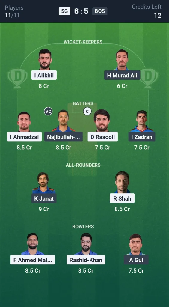 SG vs BOS Small League Team