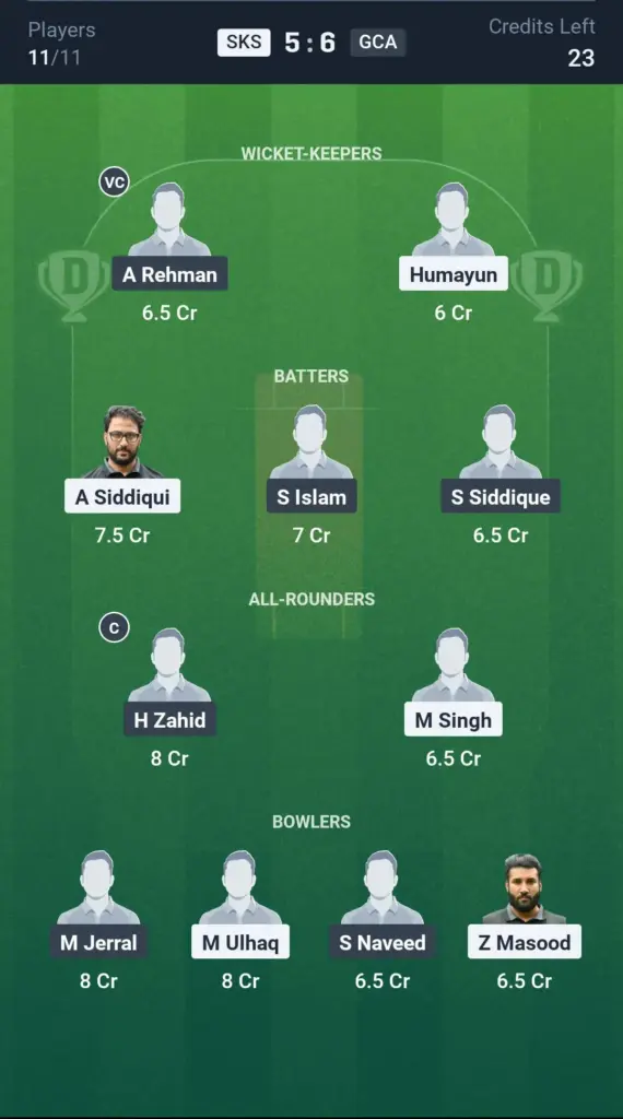 SKS vs GCA Grand League Team