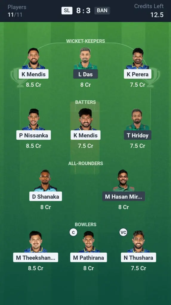 SL vs BAN Grand League Team