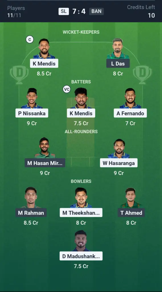 SL vs BAN Grand League Team
