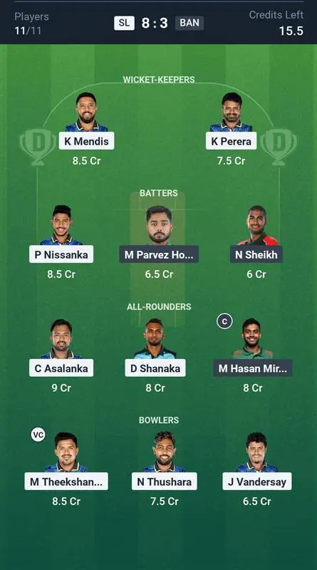 SL vs BAN Small League Team