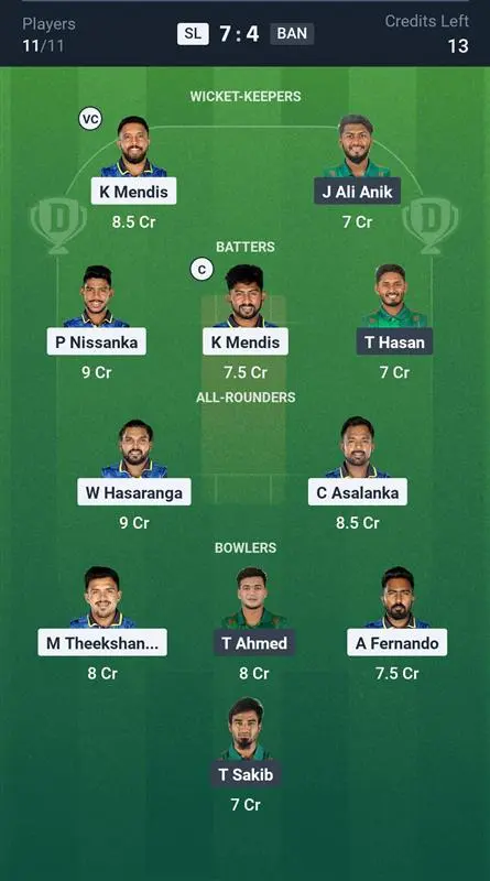 SL vs BAN Small League Team