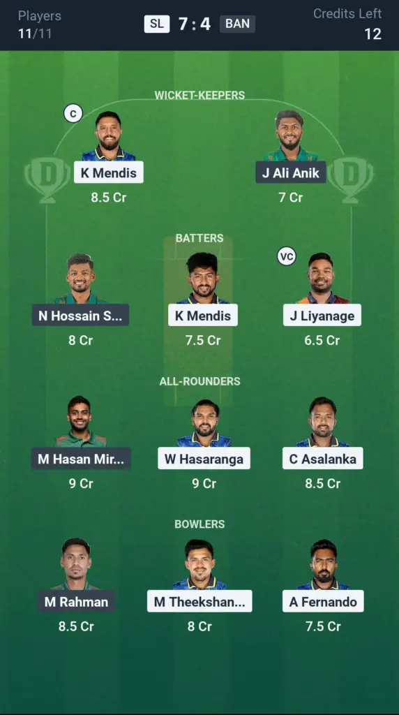 SL vs BAN Small League Team