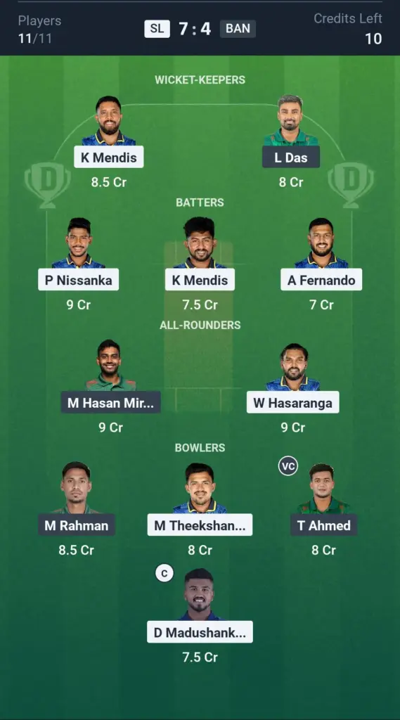 SL vs BAN Small League Team