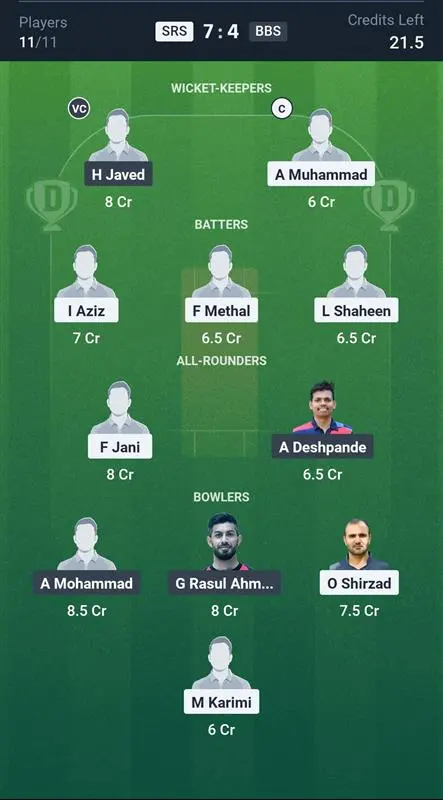 SRS vs BBS Small League Team
