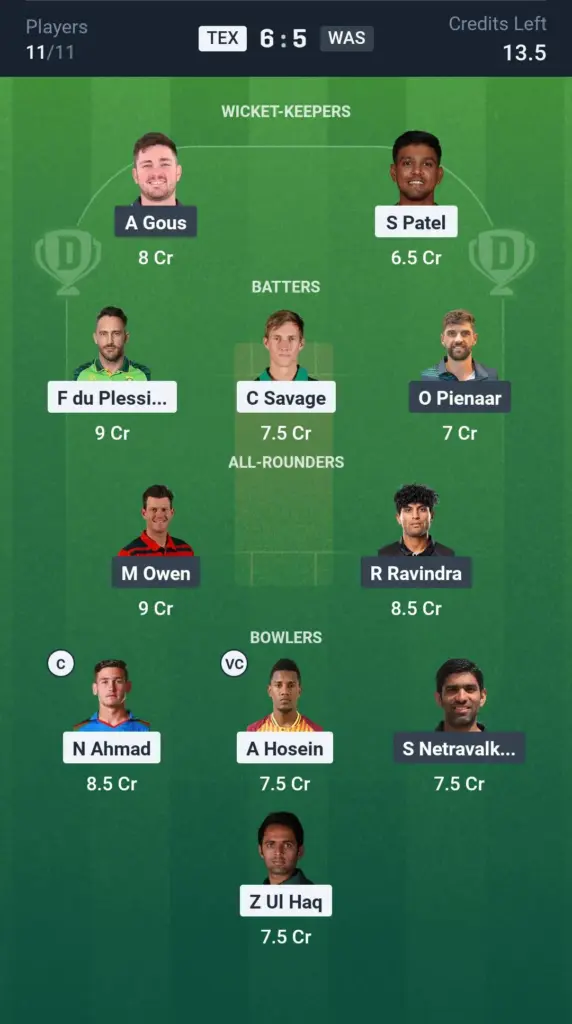 TEX vs WAS Grand League Team