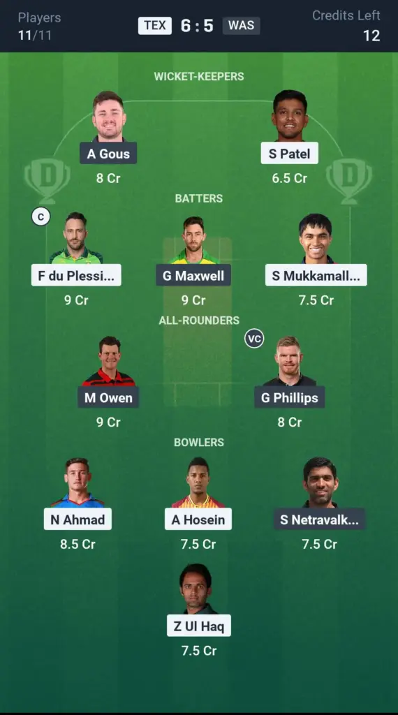 TEX vs WAS Small League Team