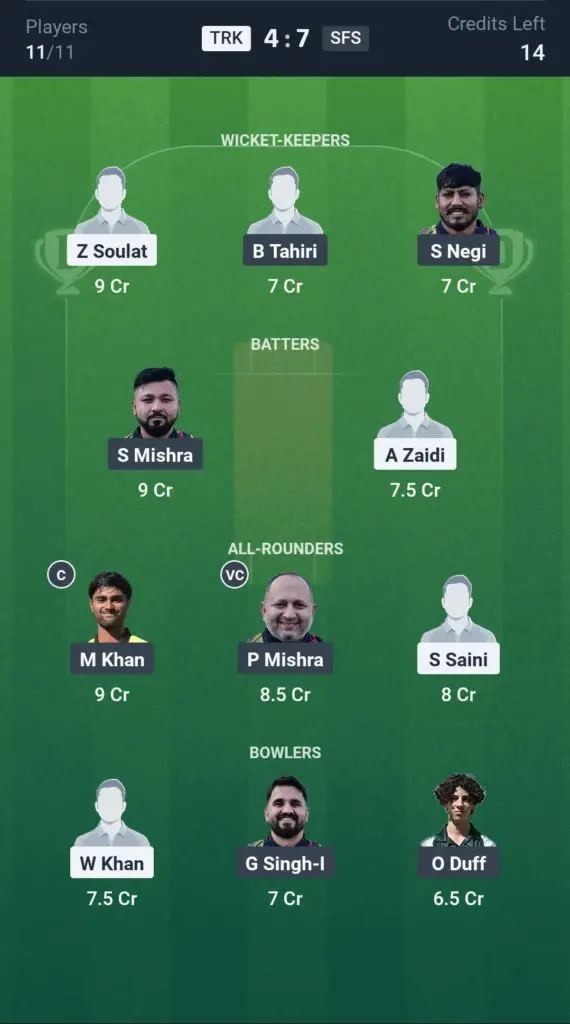 TRK vs SFS Grand League Team