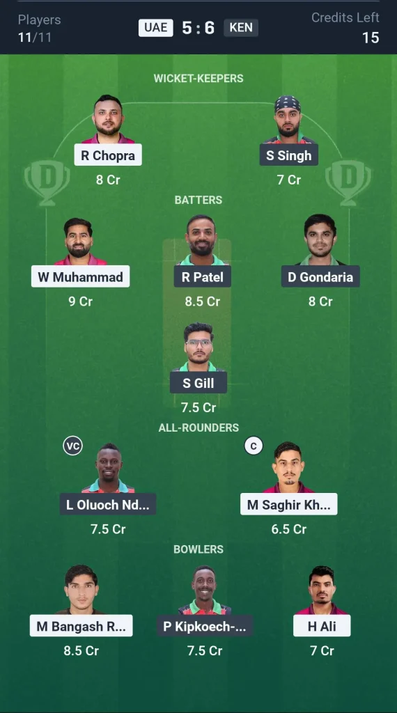 UAE vs KEN Grand League Team