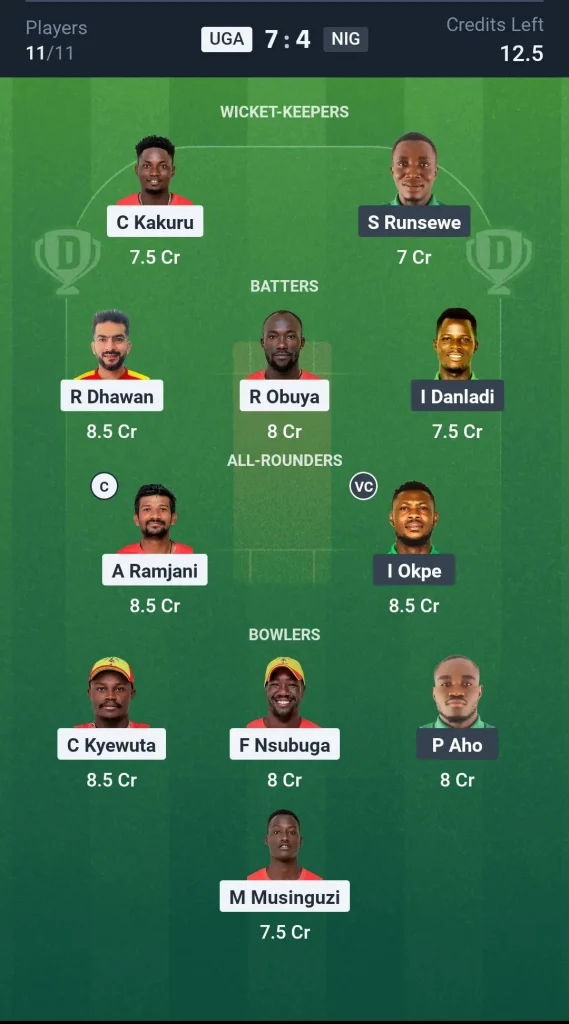 UGA vs NIG Grand League Team