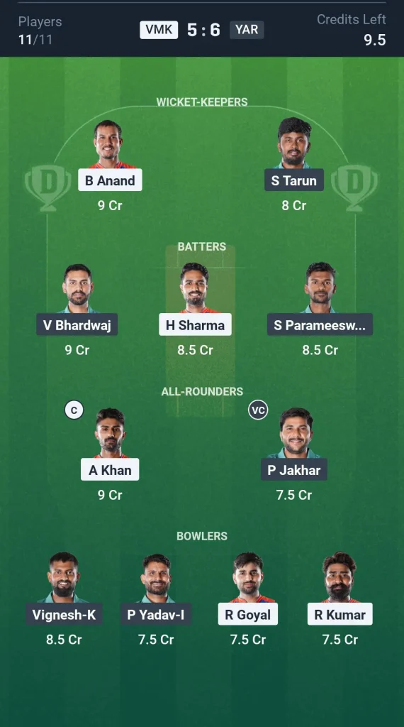 VMK vs YAR Grand League Team