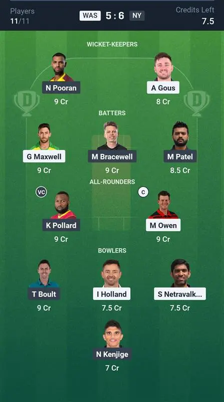WAS vs NY Grand League Team