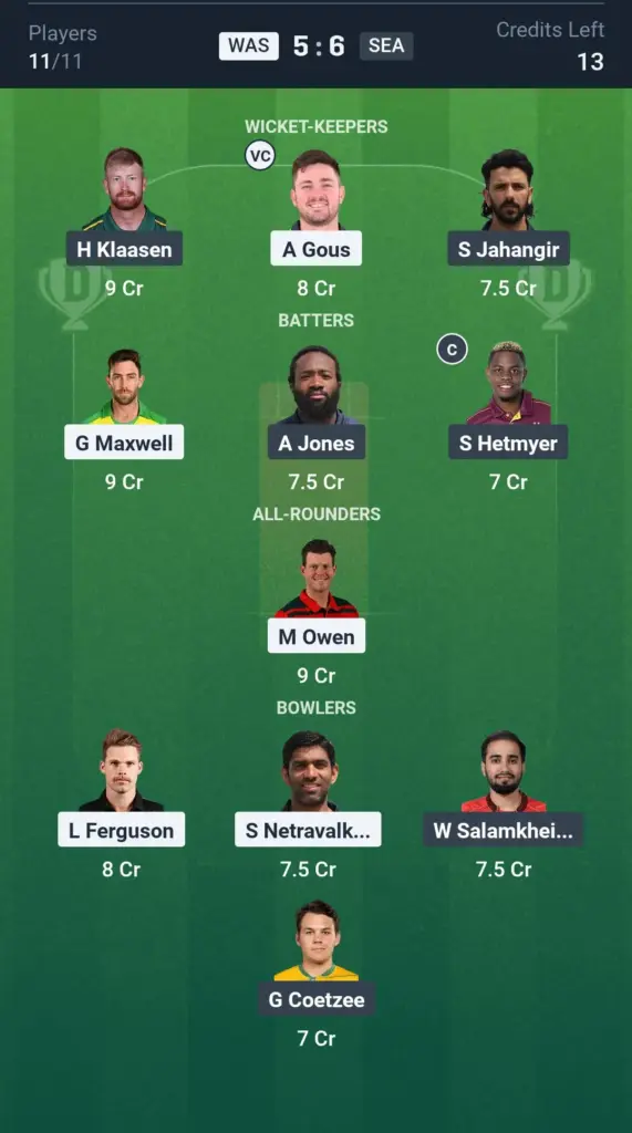 WAS vs SEA Small League Team