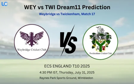 WEY vs TWI Dream11 Prediction: Today’s Match 17, Fantasy Cricket Tips, Captain Choices, Playing XI & Injury Updates – ECS England T10 2025 WEY vs TWI Dream11 Prediction