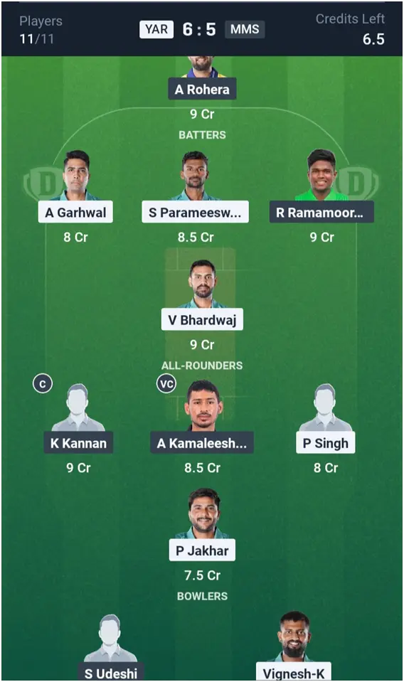 YAR vs MMS Grand League Team