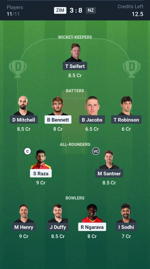 ZIM vs NZ Grand League Team