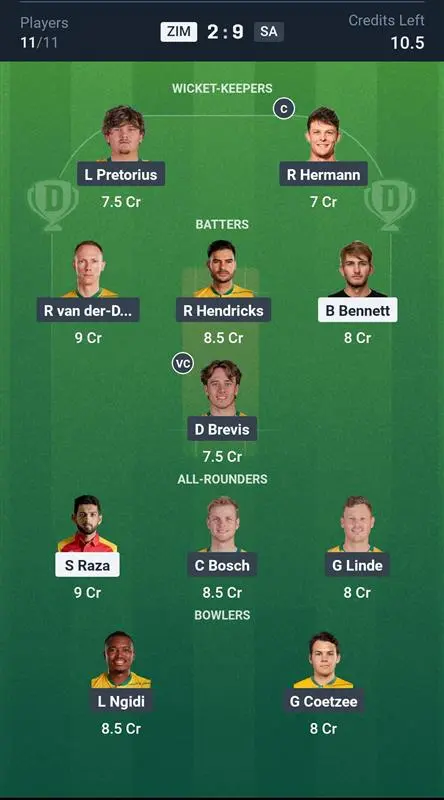 ZIM vs SA Small League Team