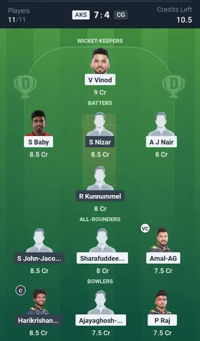 AKS vs CG Grand League Team