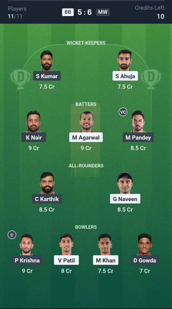 BB vs MW Grand League Team